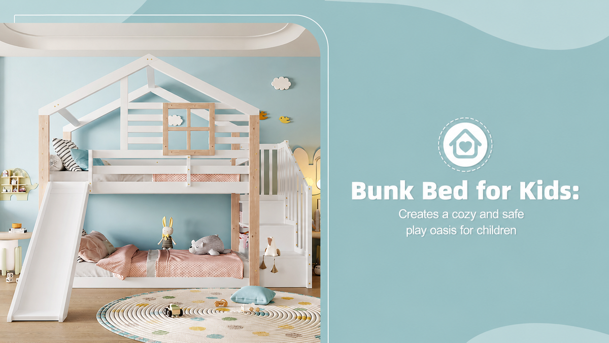 White Wooden Bunk Bed with Slide and Storage Stairs — detail 13