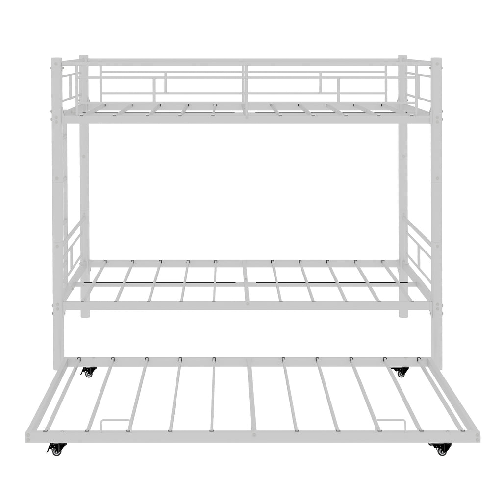 White Metal Bunk Bed with Pull-Out Trundle – 90 × 190 cm — detail 19