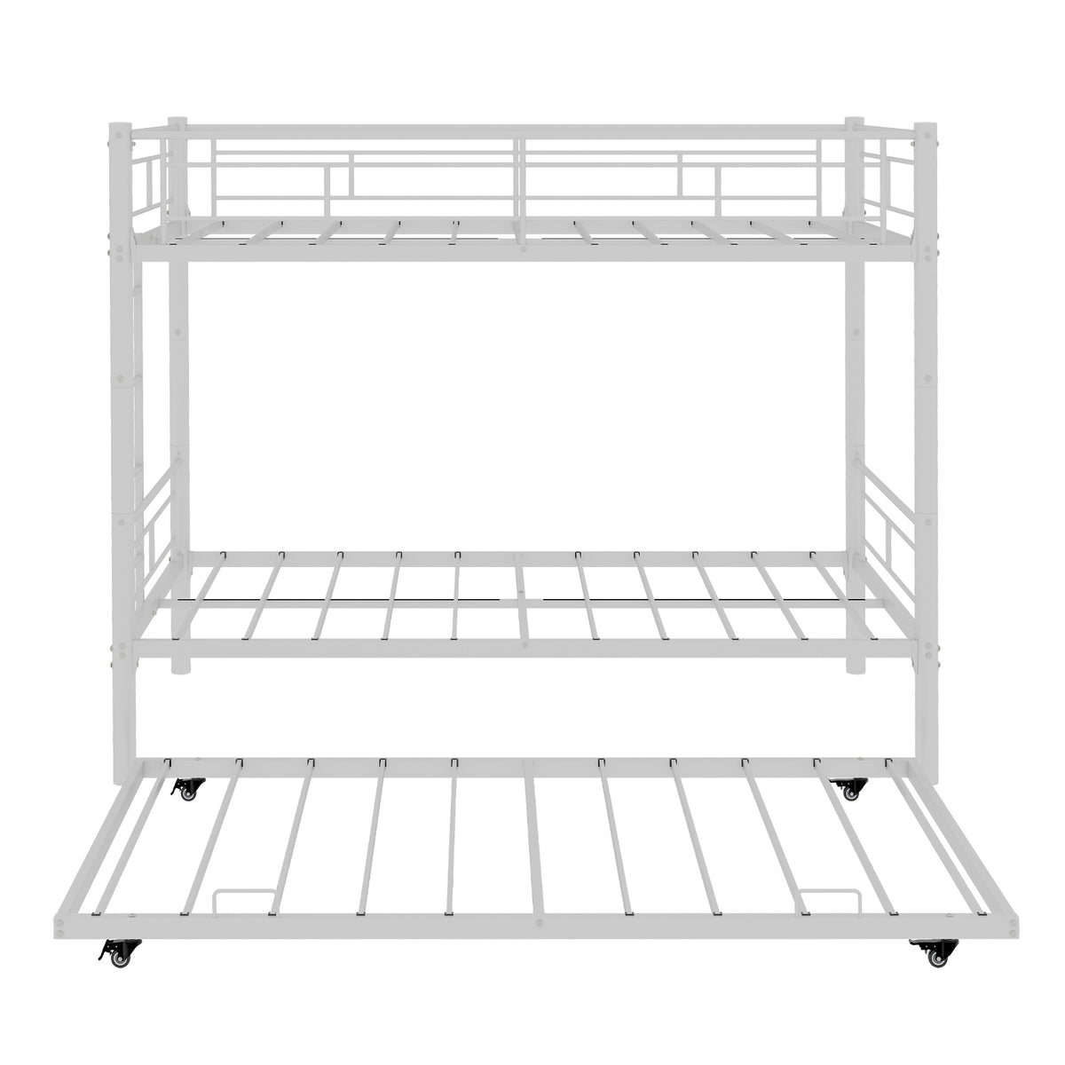 White Metal Bunk Bed with Pull-Out Trundle – 90 × 190 cm — detail 19