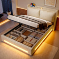 Beige Linen Storage Bed Frame – 135 × 190 cm — product view