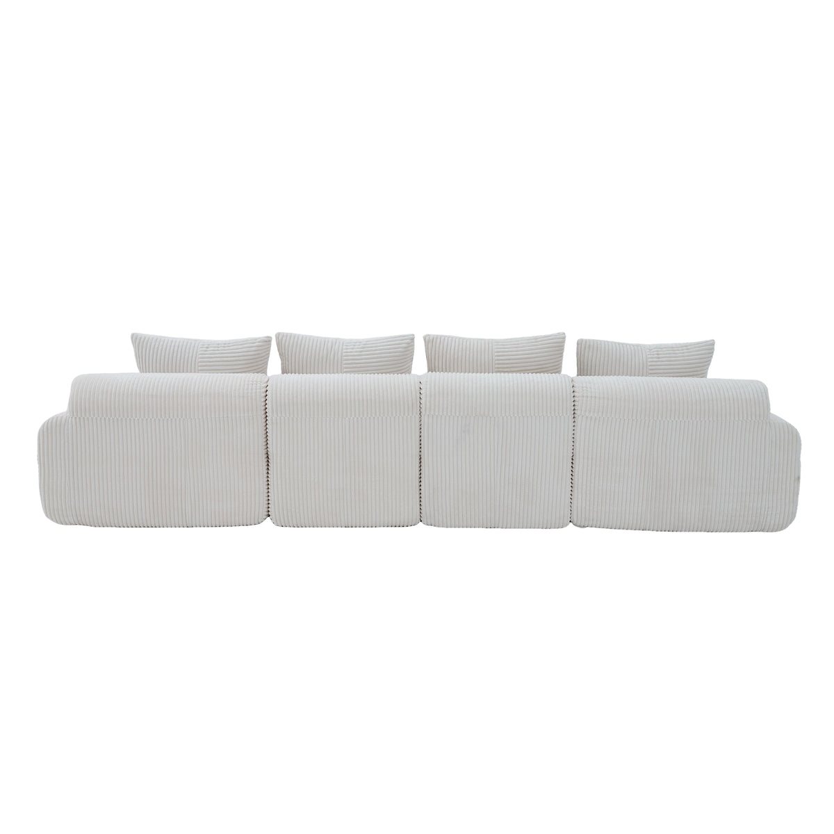 Beige Corduroy 4-Seater Modular Sofa with Two Ottomans — detail 23