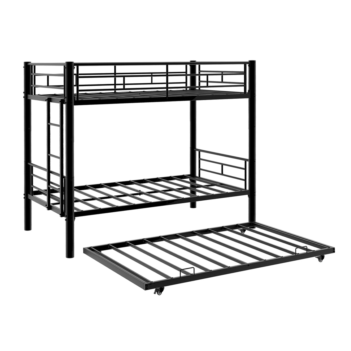Black Metal Bunk Bed with Pull-Out Trundle – 90 × 190 cm — detail 21