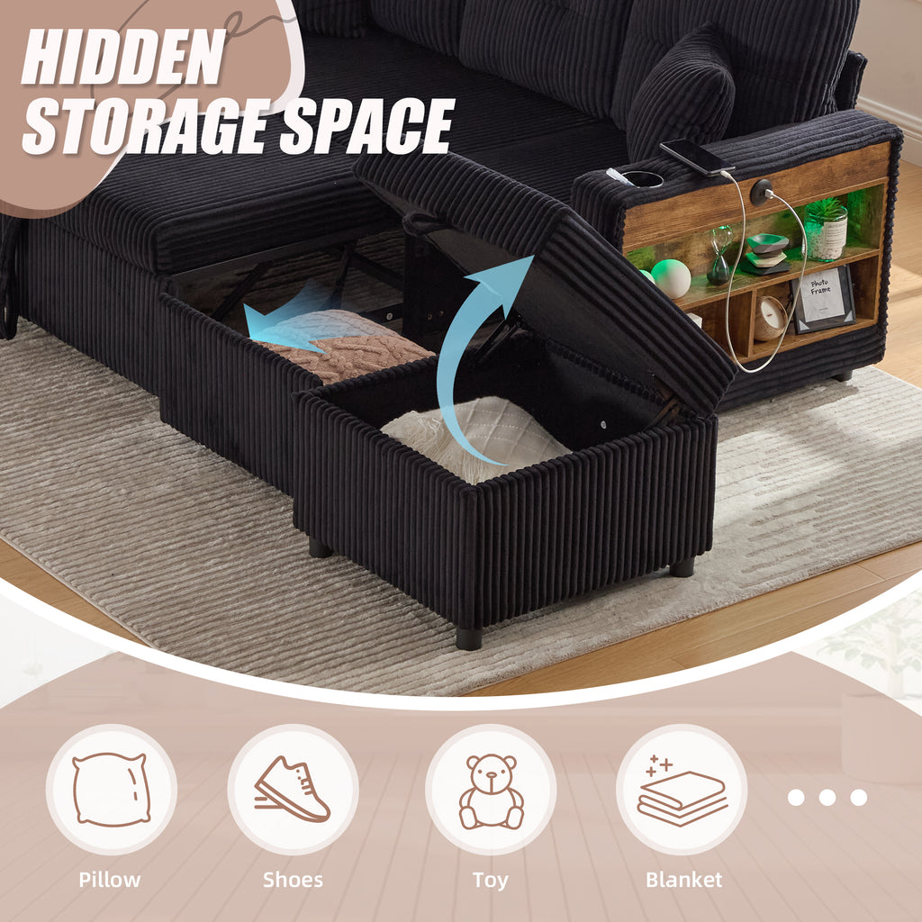 Black Corduroy Sofa Bed — detail 9