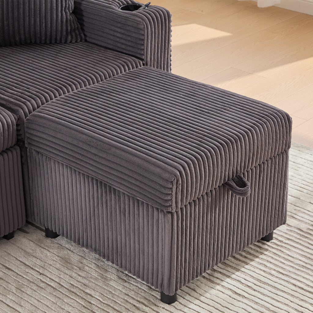 Dark Grey Corduroy Sofa Bed — detail 21