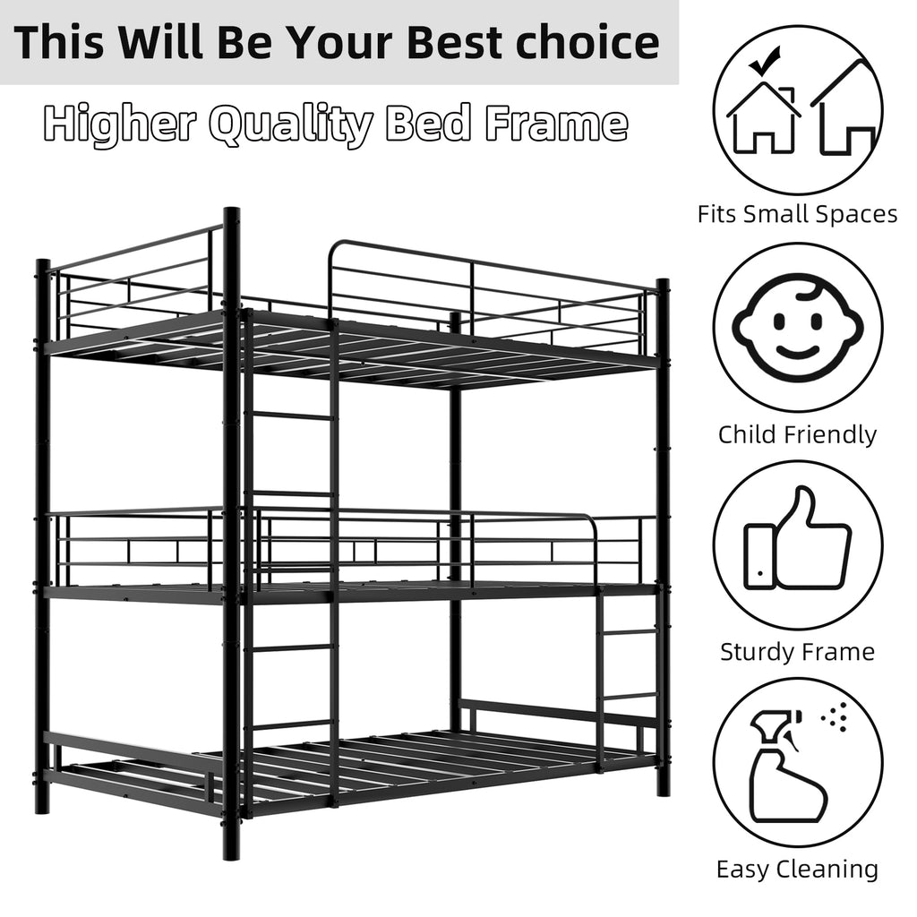 Black Triple Metal Bunk Bed – 90 × 190 cm — detail 15