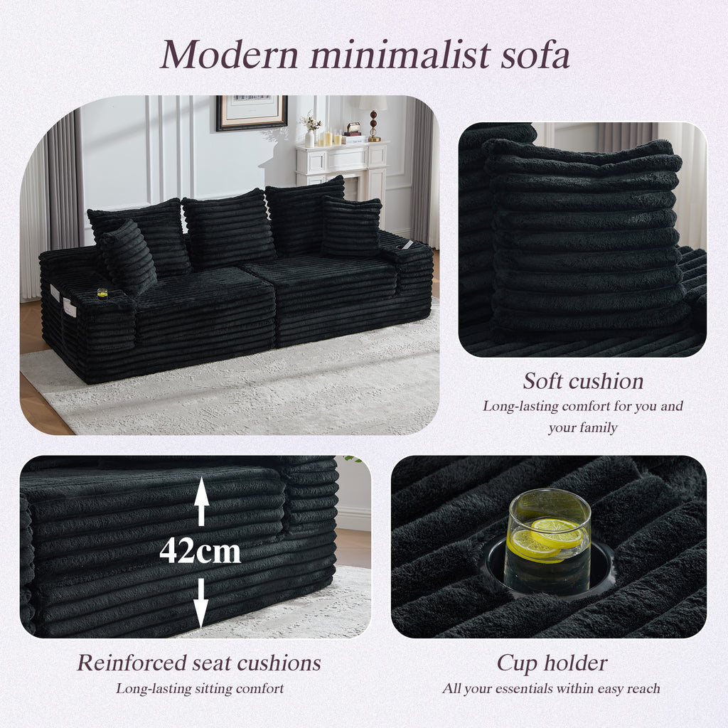 Black Corduroy Sofa Bed — detail 7