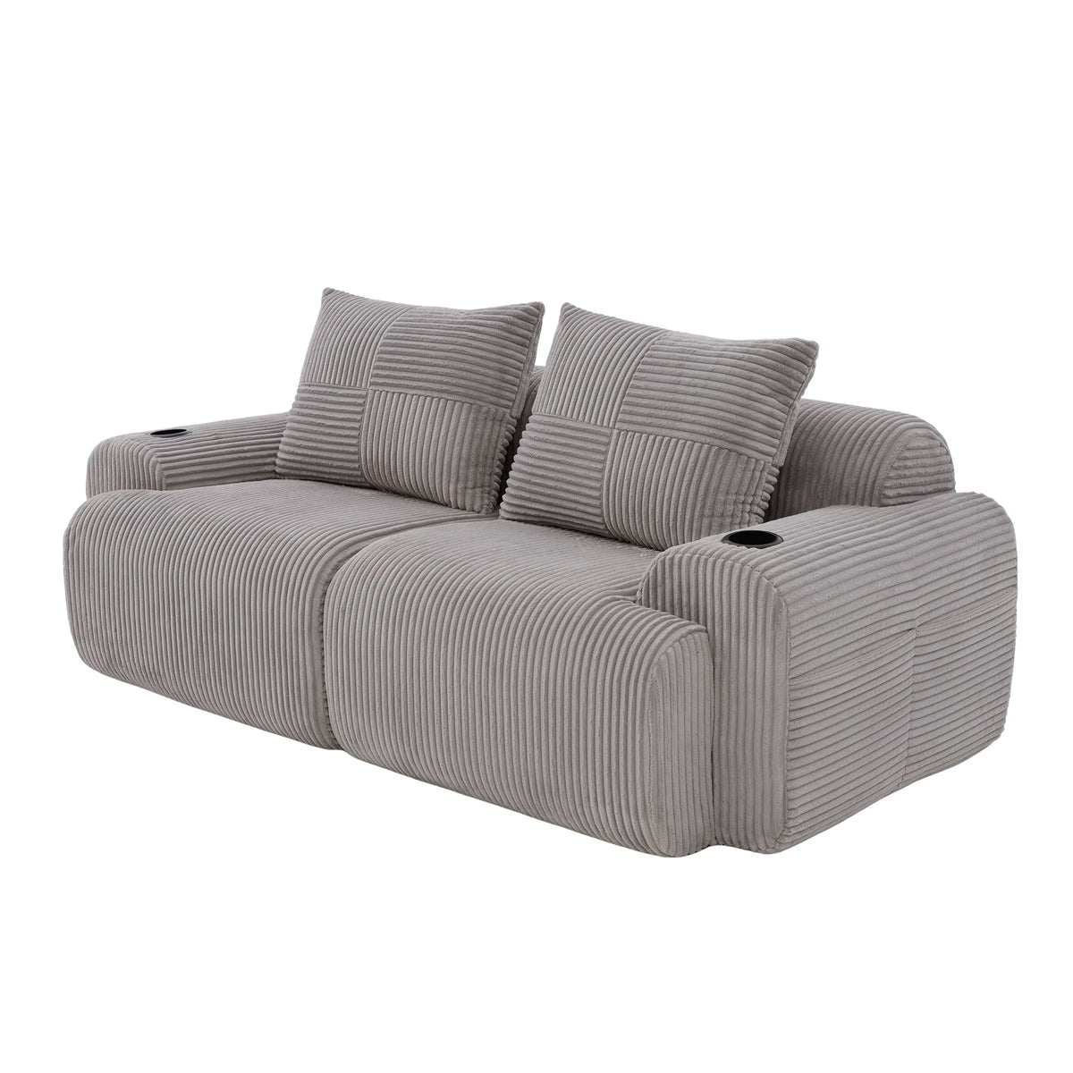 Light Grey Corduroy 2-Seater Modular Sofa — detail 13