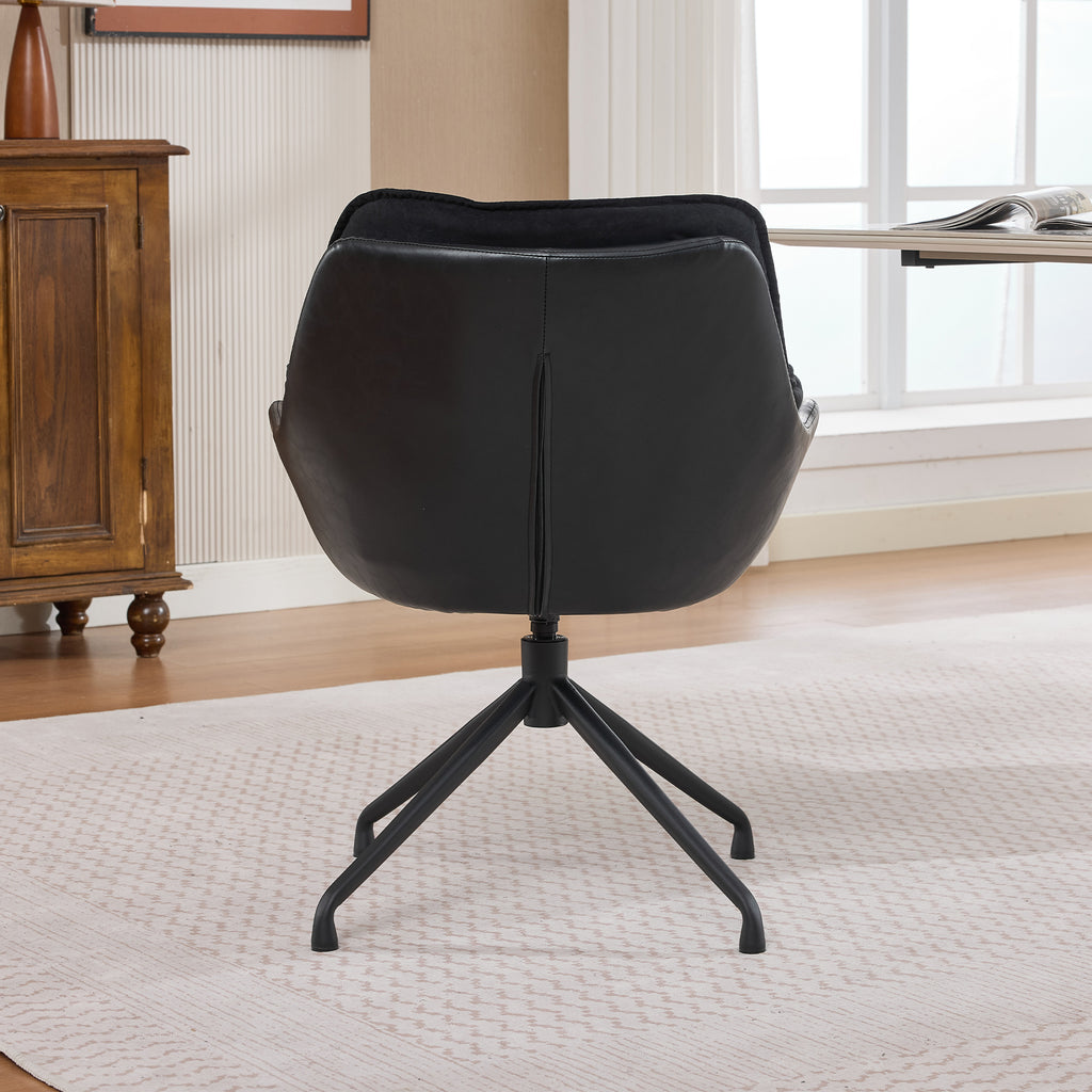 Black Faux Leather Swivel Accent Chair with Auto-Return — detail 7