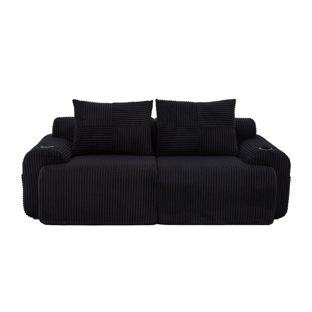 Black Corduroy 2-Seater Modular Sofa — detail 15