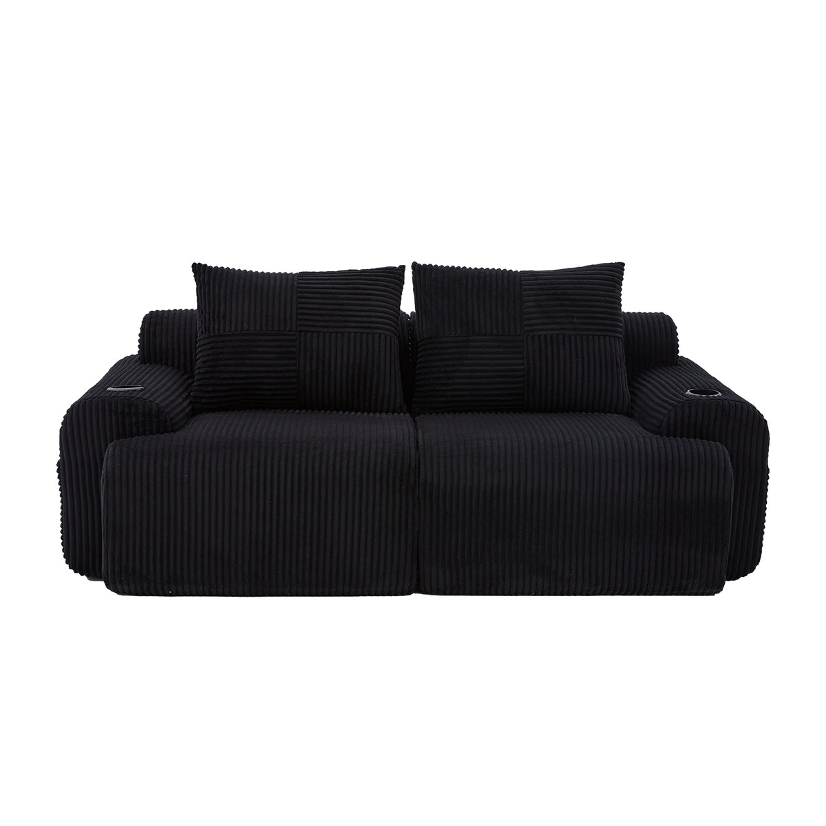 Black Corduroy 2-Seater Modular Sofa — detail 15