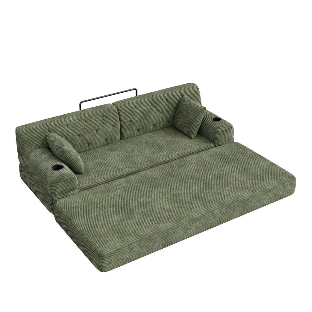 Green Corduroy 3-Seater Sofa Bed — detail 11