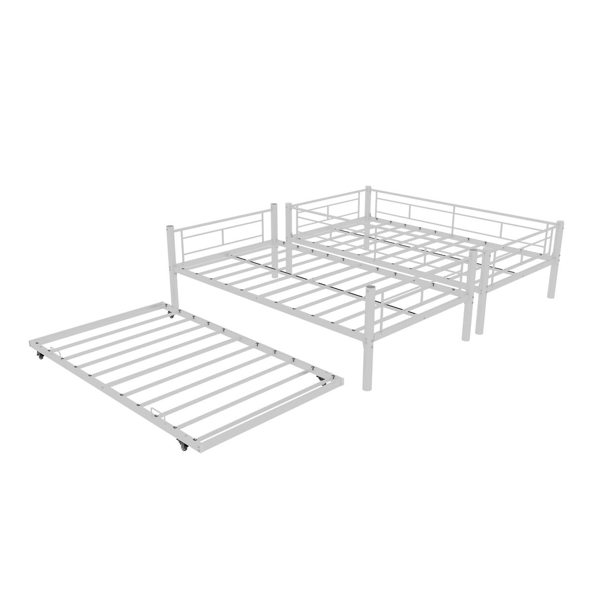 White Metal Bunk Bed with Pull-Out Trundle – 90 × 190 cm — detail 22