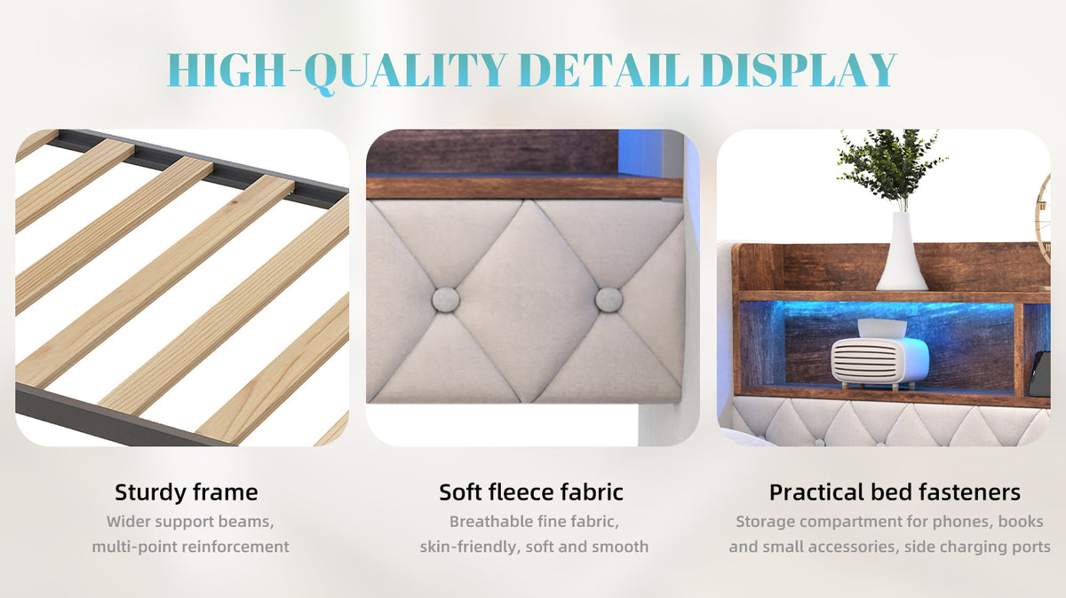 Beige Velvet Sofa Bed — detail 17