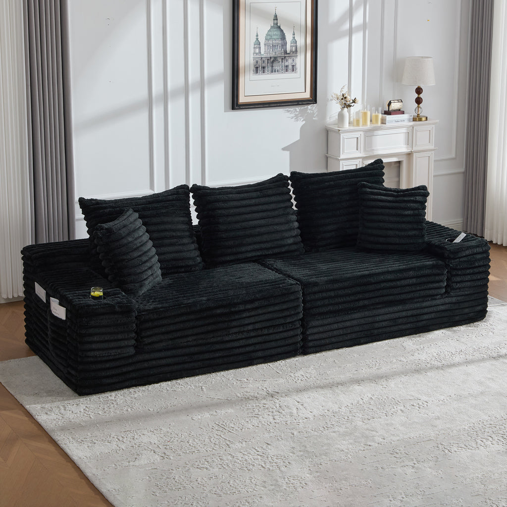 Black Corduroy Sofa Bed — detail 9