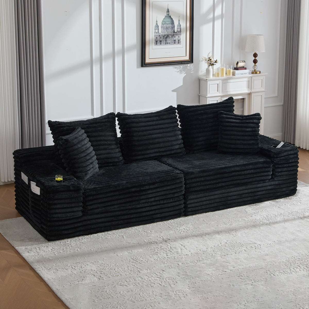 Black Corduroy Sofa Bed — detail 9