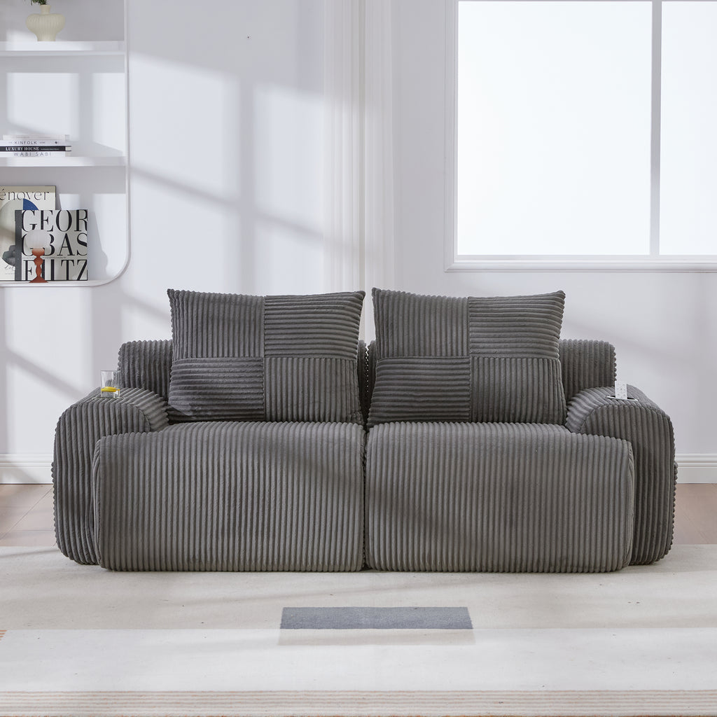 Dark Grey Corduroy 2-Seater Modular Sofa — detail 10
