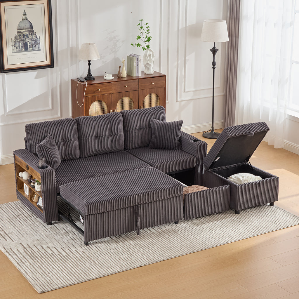 Dark Grey Corduroy Sofa Bed — detail 16