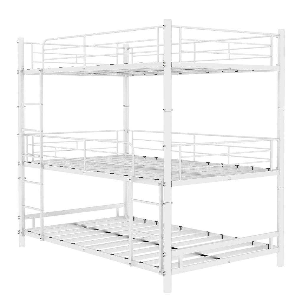 White Triple Metal Bunk Bed – 90 × 190 cm — detail 15