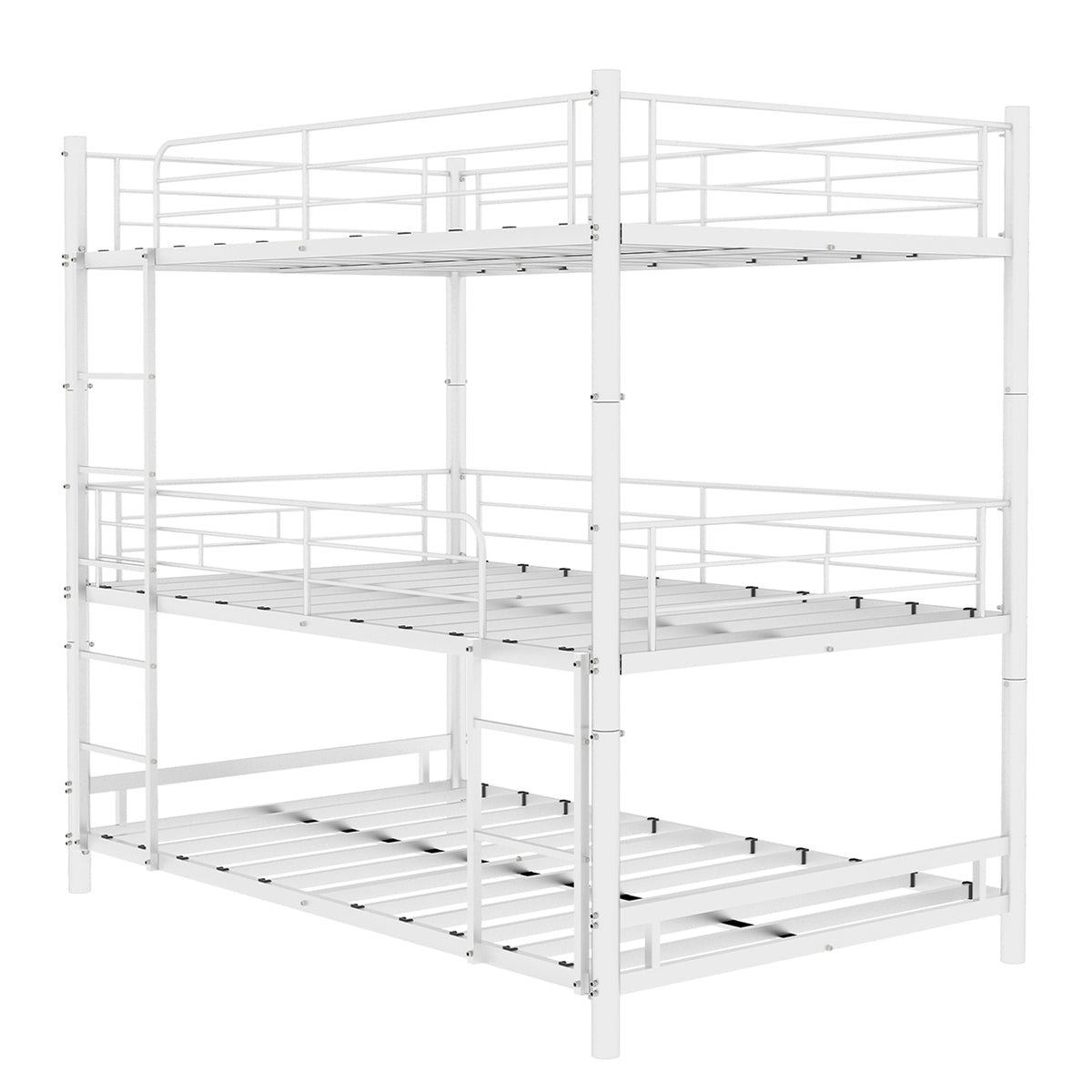 White Triple Metal Bunk Bed – 90 × 190 cm — detail 15