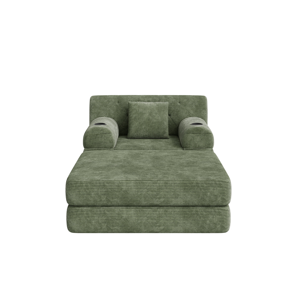 Green Corduroy Sleeper Chair with Ottoman — detail 9