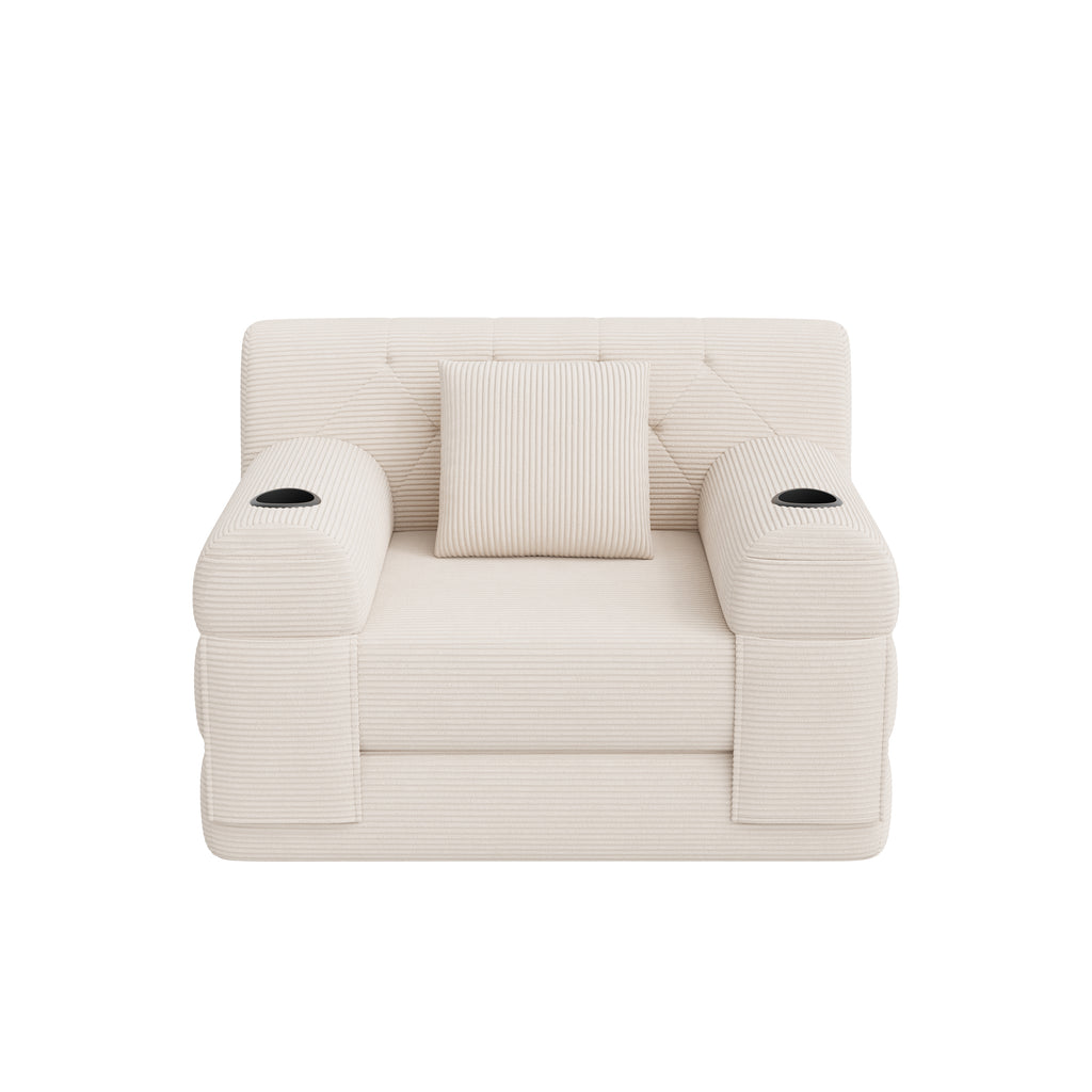Beige Corduroy Sleeper Chair — detail 19