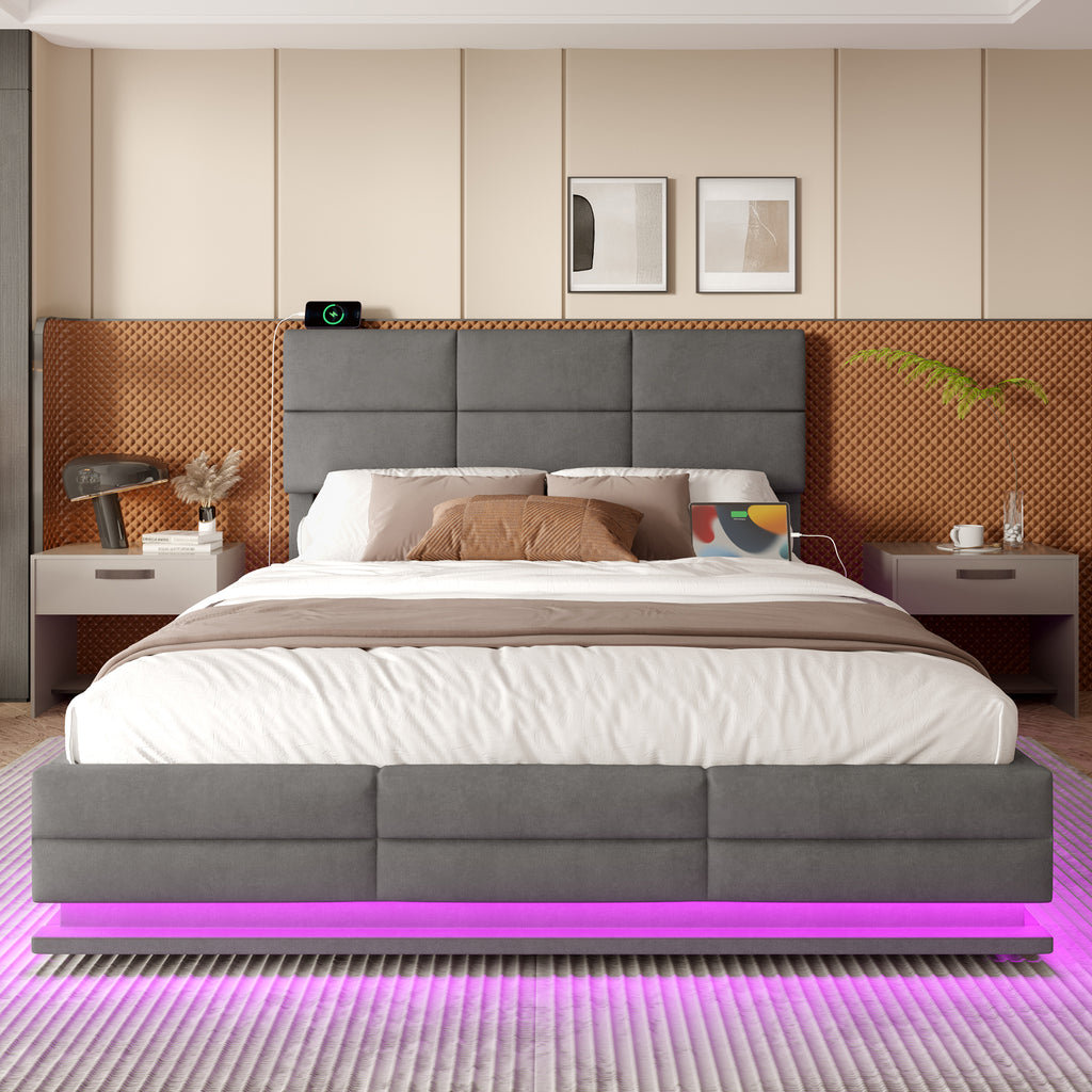 Dark Grey Velvet Storage Bed Frame – 150 × 200 cm — detail 9