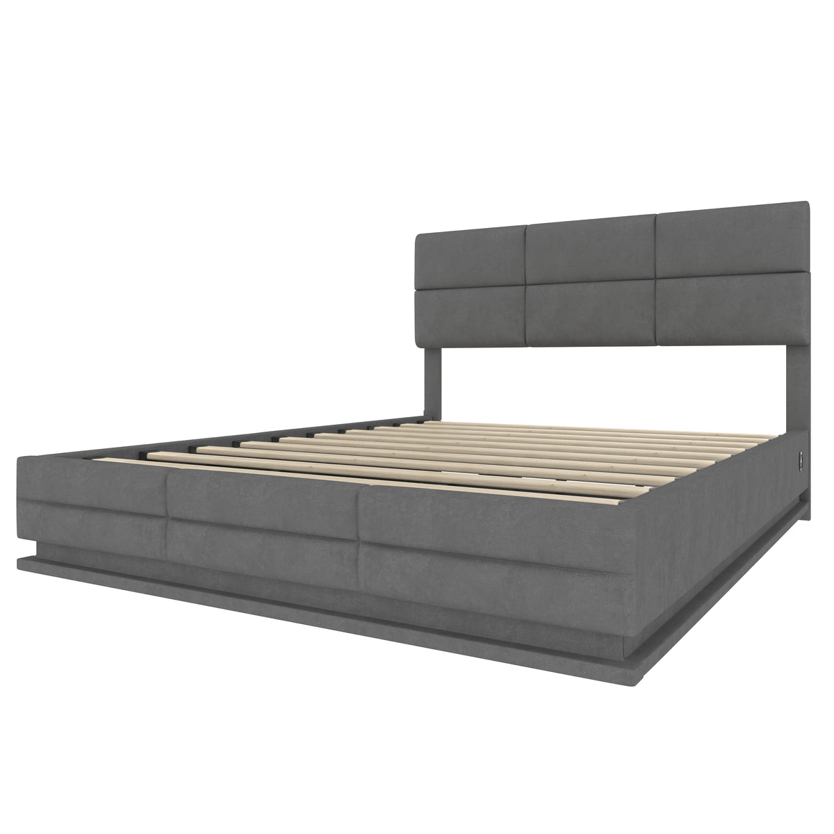 Dark Grey Velvet Storage Bed Frame – 150 × 200 cm — detail 11