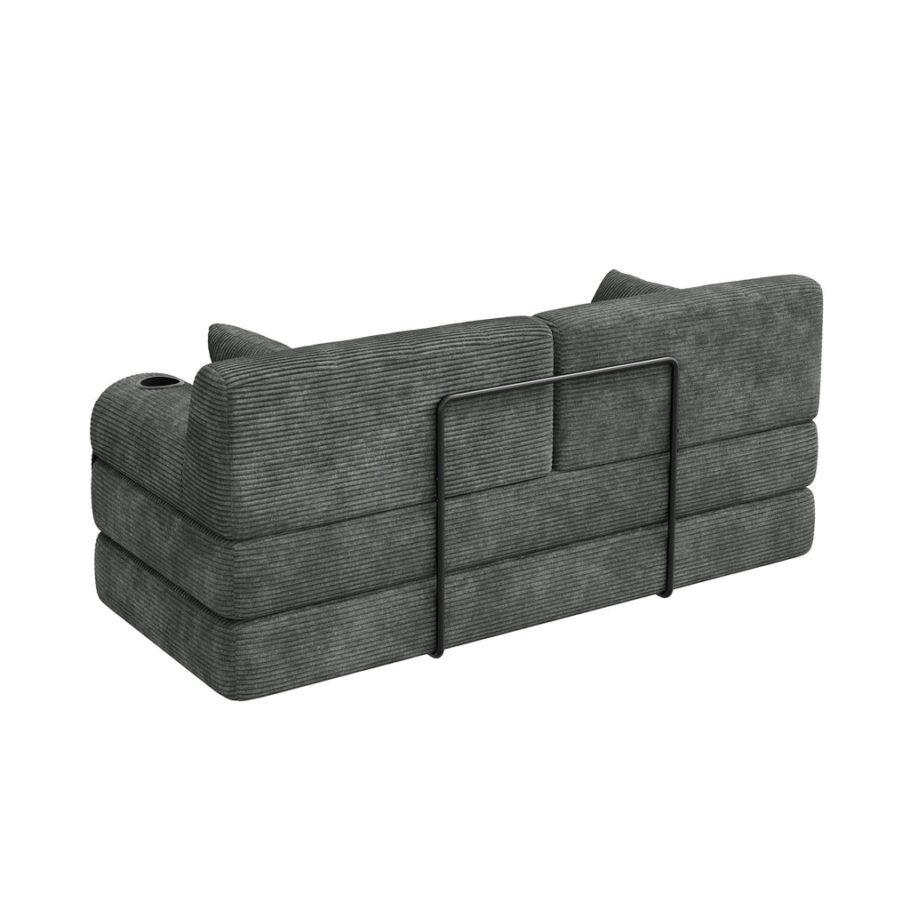 Dark Grey Corduroy 2-Seater Sofa Bed — detail 12