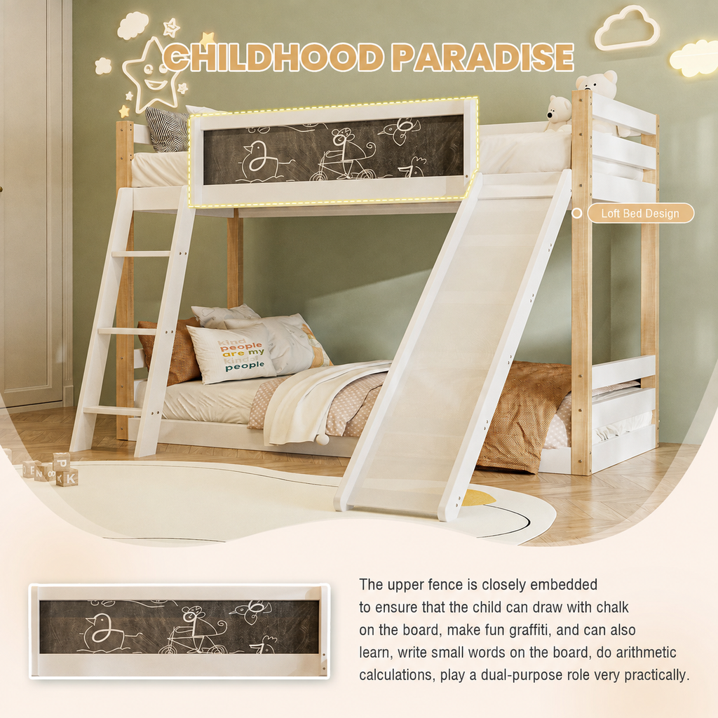 Wooden High Sleeper Bed with Slide and Storage Stairs – 90 × 190 cm — detail 6