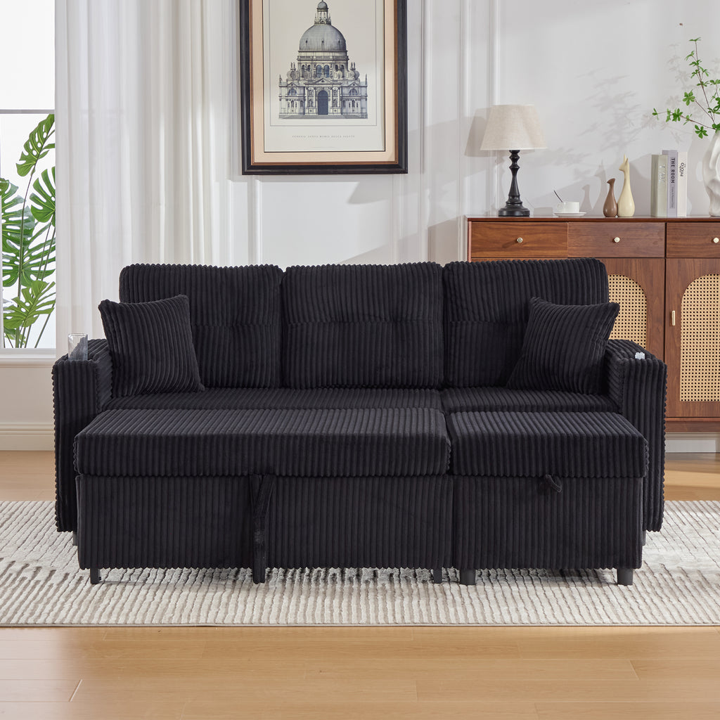Black Corduroy Sofa Bed — detail 12