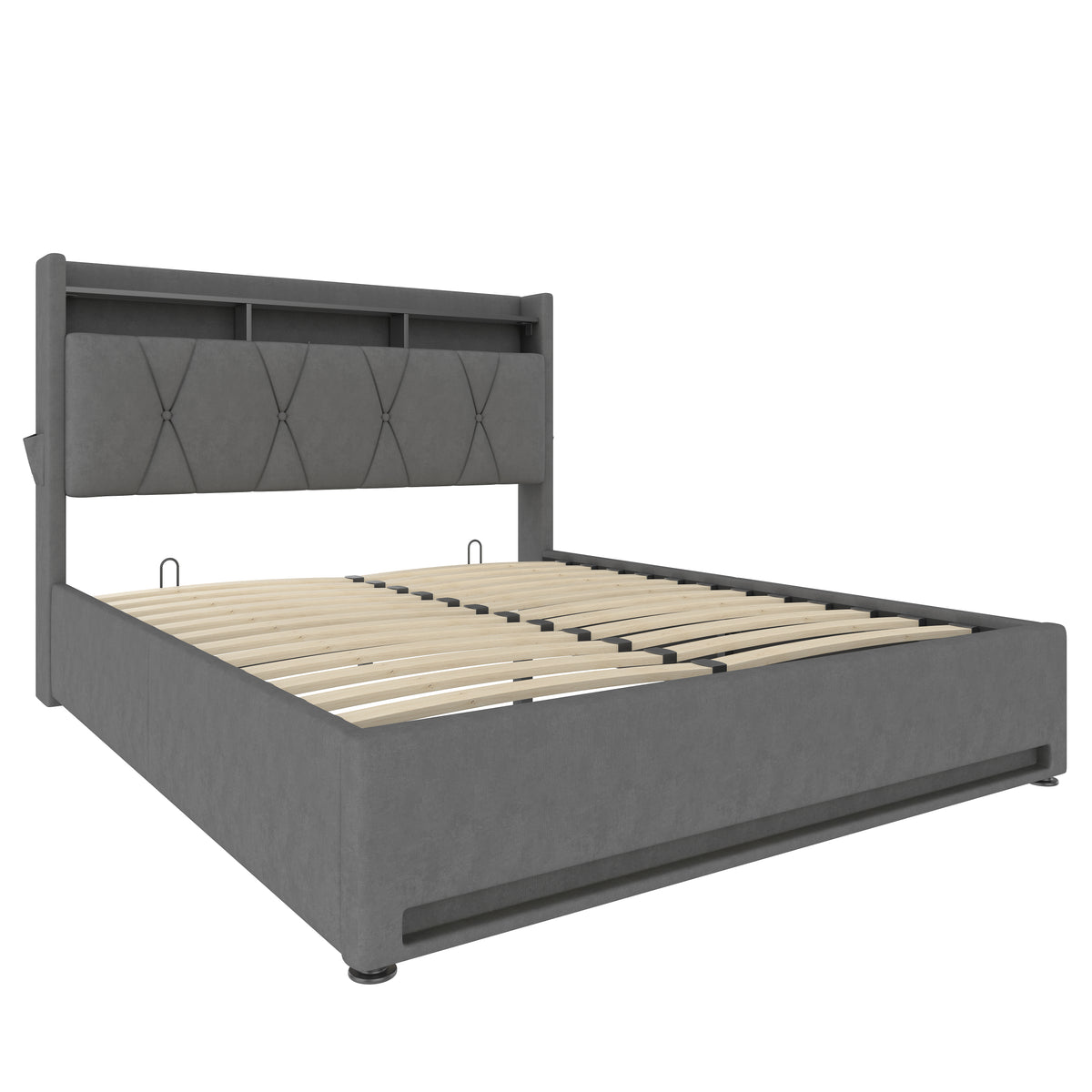 Dark Grey Velvet Storage Bed Frame – 135 × 190 cm — detail 11