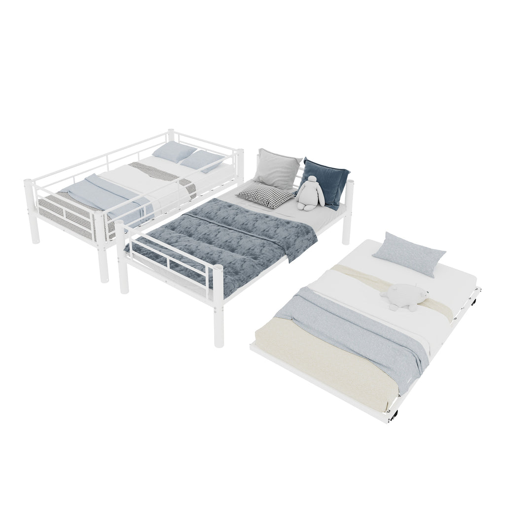 White Metal Bunk Bed with Pull-Out Trundle – 90 × 190 cm — detail 16