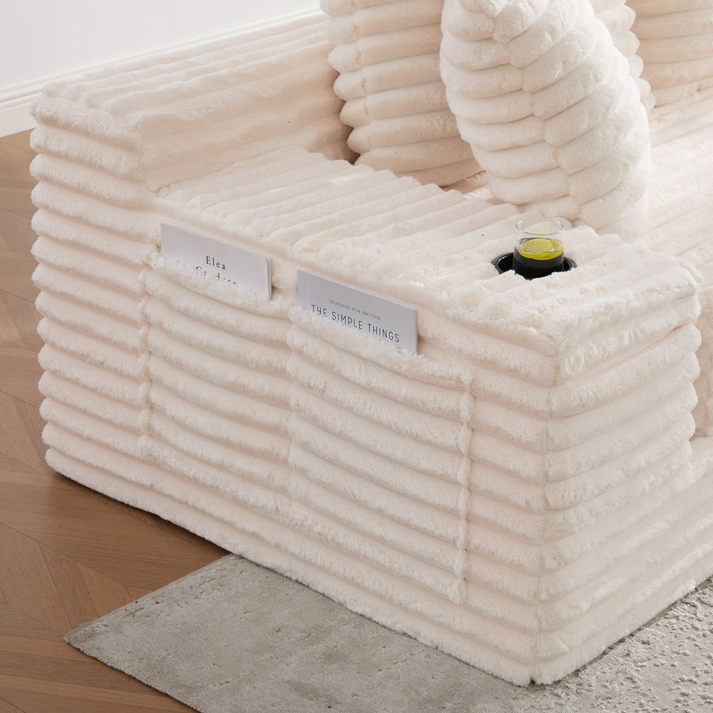 Beige Corduroy Sofa Bed — detail 19