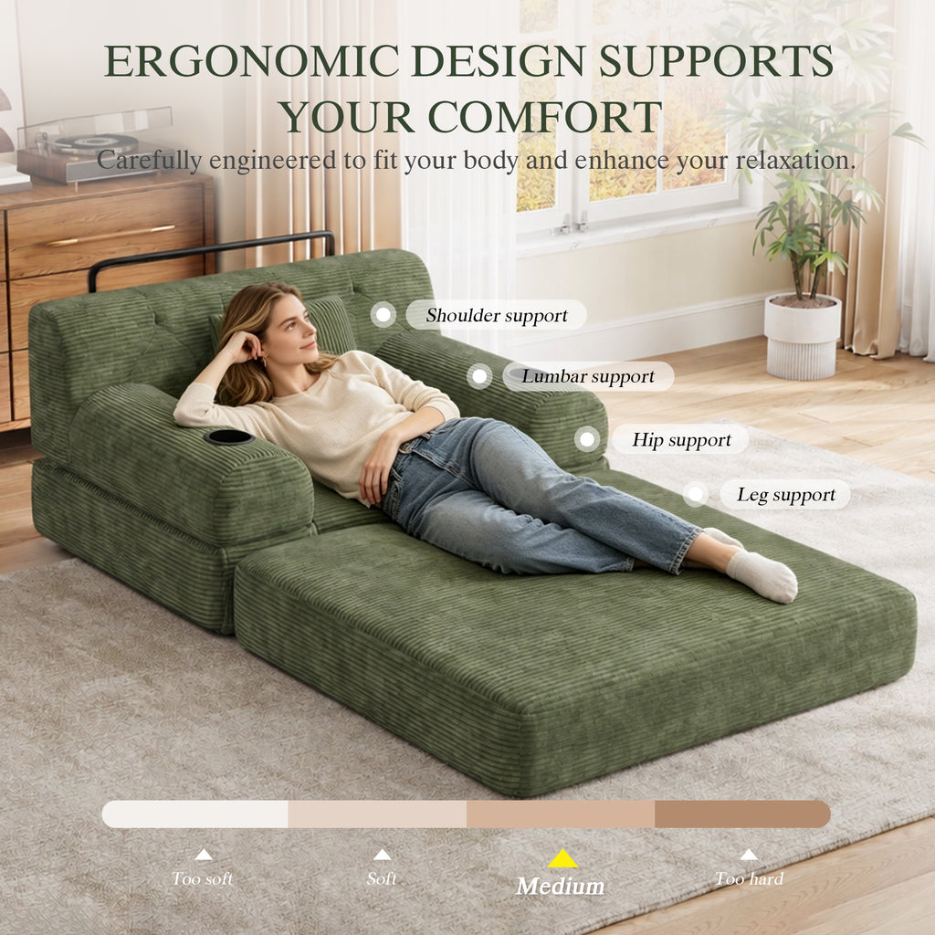 Green Corduroy Sleeper Chair — detail 6