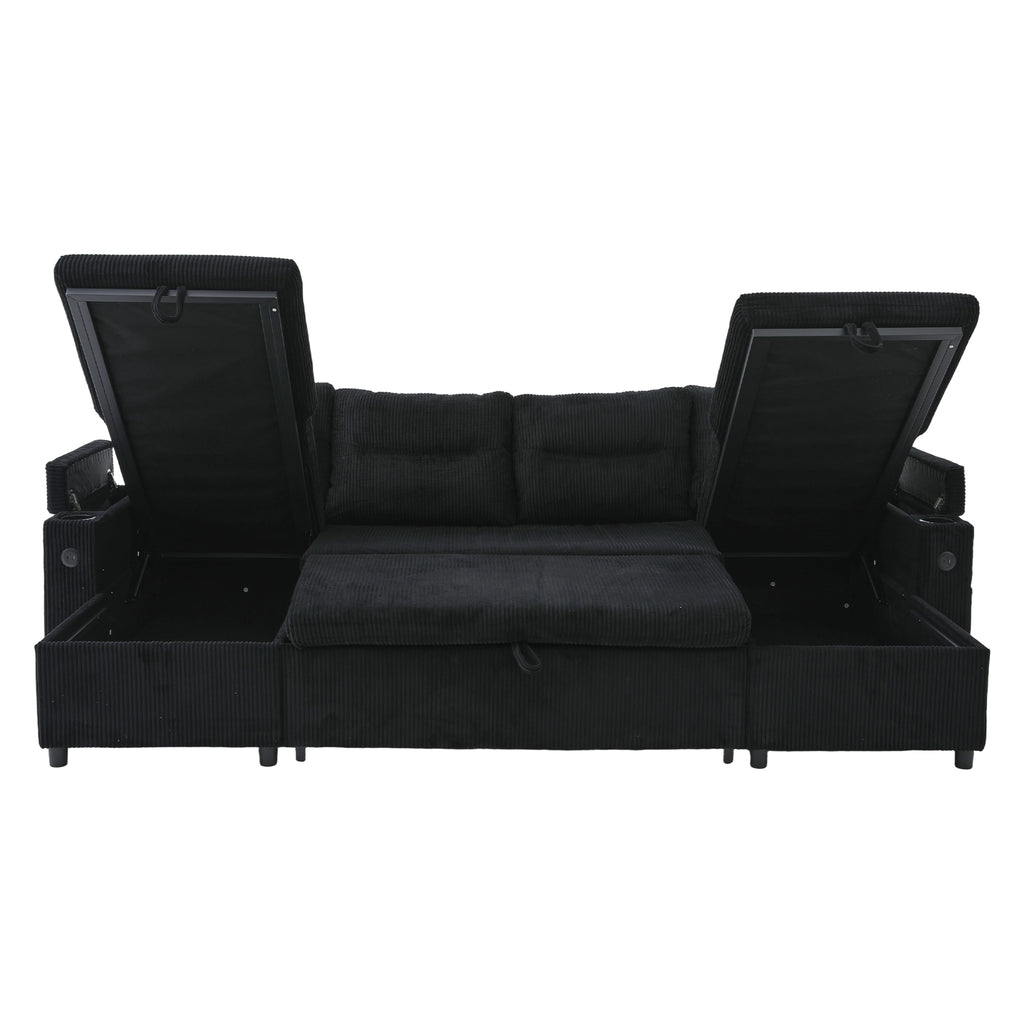 Black Oversized Chenille Chaise Lounge with Pillows — detail 25
