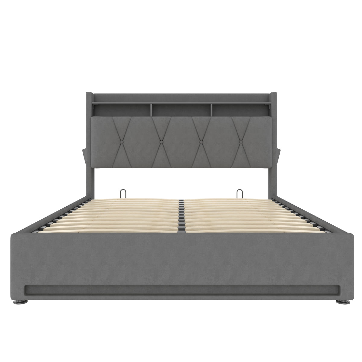 Dark Grey Velvet Storage Bed Frame – 135 × 190 cm — detail 10